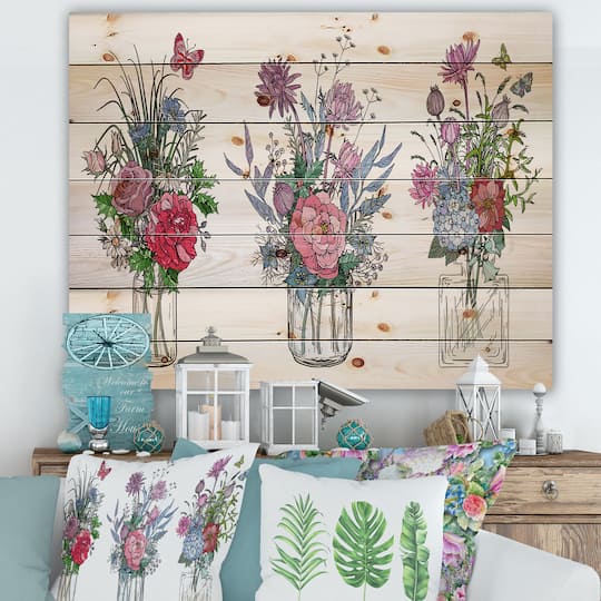 Designart - Bouquets of Wildflowers In Transparent Vases I